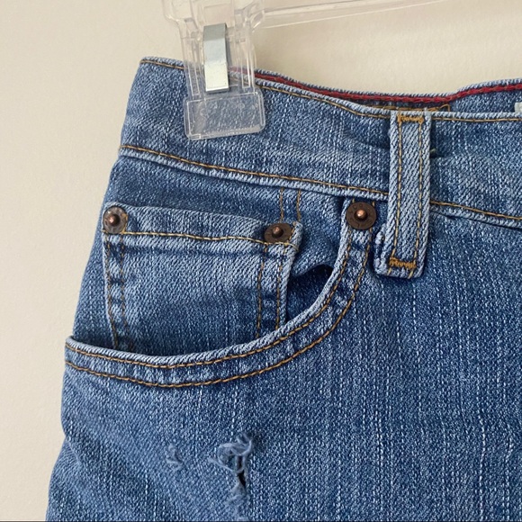Levis 550 Relaxed Tapered Fit Cutoff Denim Jean Shorts sz 6 Distressed 10” Rise - Picture 5 of 7